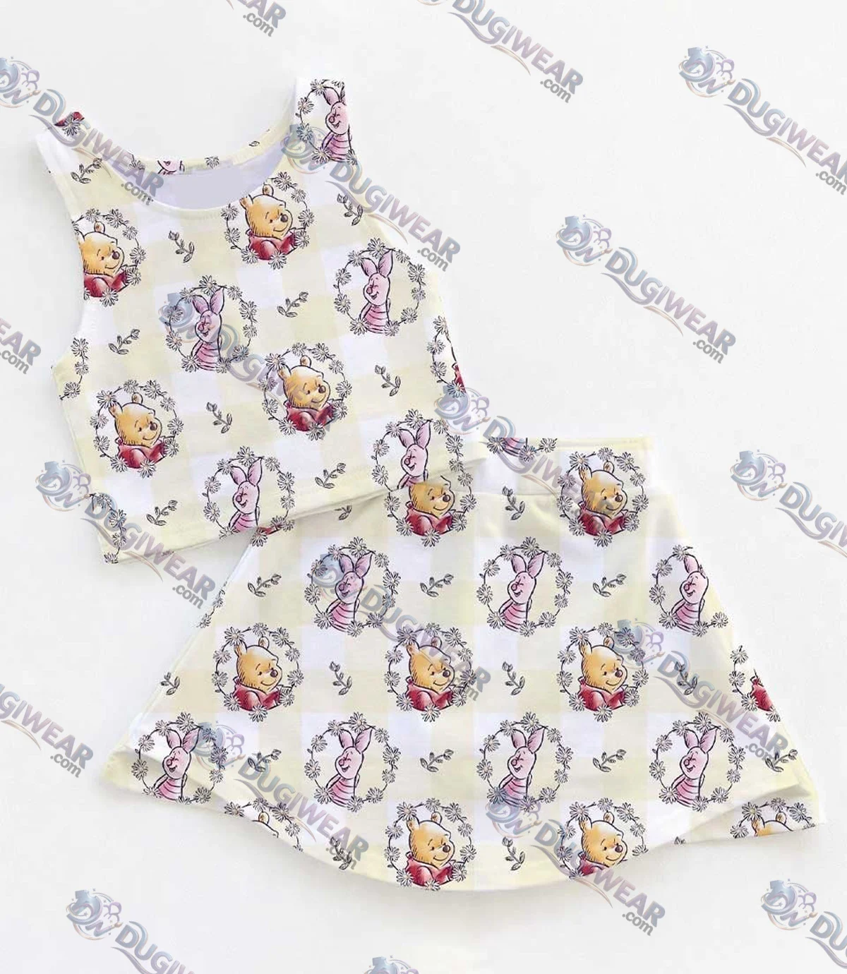 Women's Winnie the Pooh Activewear Set, Retro Honey Bear Athletic Dress & Skort Outfit