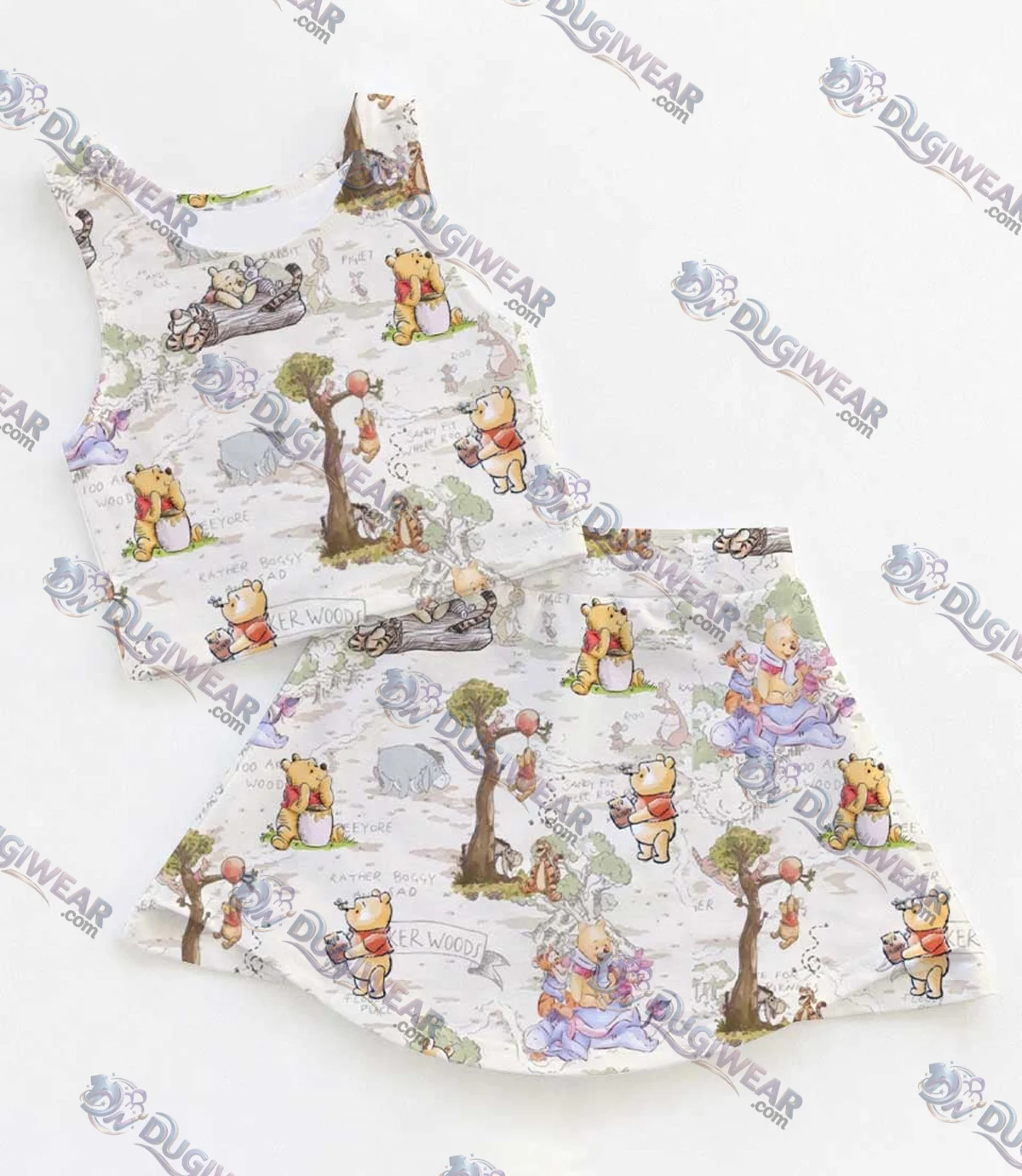 Women's Winnie the Pooh Coquette Activewear Set, Honey Bear Athletic Dress & Bow Skort Outfit