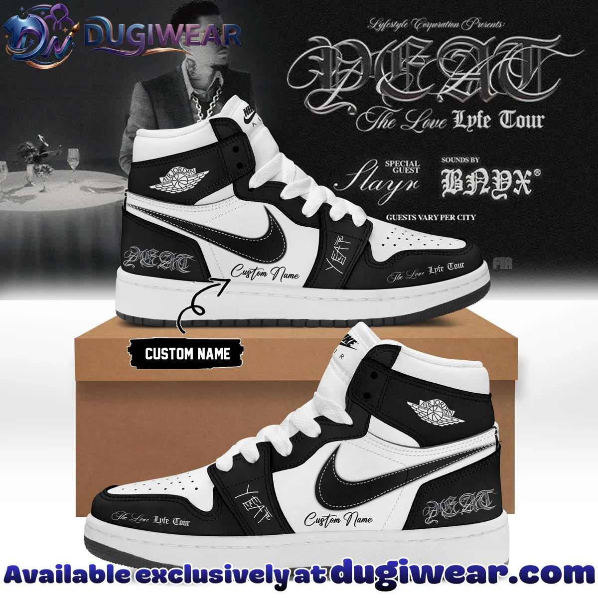 YEAT LOVELYFE Tour Signed Custom Air Force 1 & Jordan 1 Shoes (Design 42)