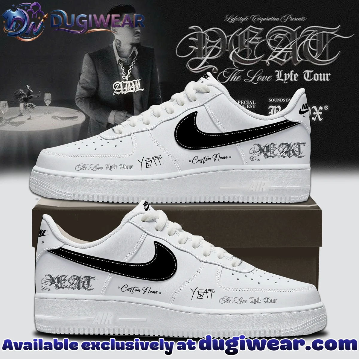YEAT LOVELYFE Tour Signed Custom Air Force 1 & Jordan 1 Shoes - Part 39