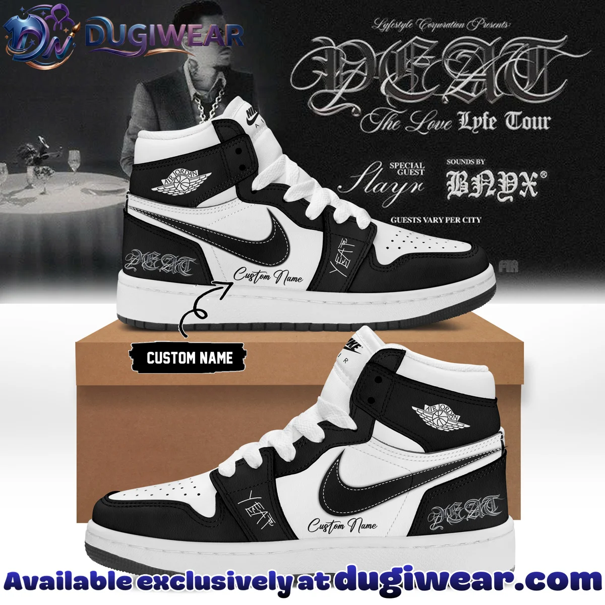 YEAT LOVELYFE Tour Signed Custom Air Force 1 & Jordan 1 Shoes (Style 18)