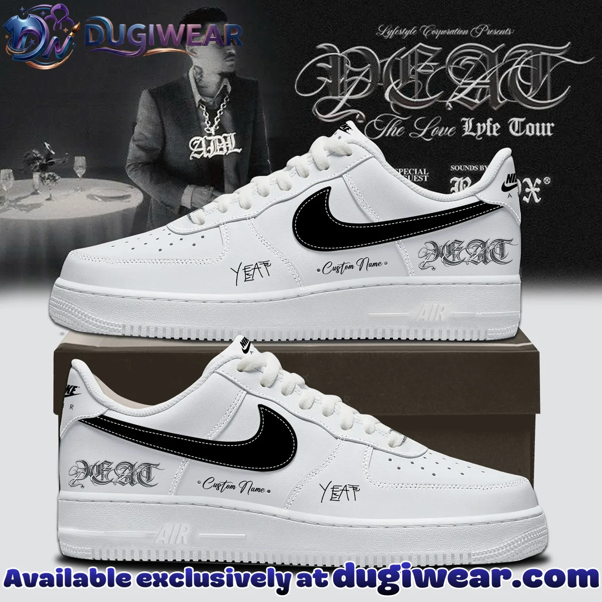 YEAT LOVELYFE Tour Signed Custom Air Force 1 & Jordan 1 Shoes (Style 52)