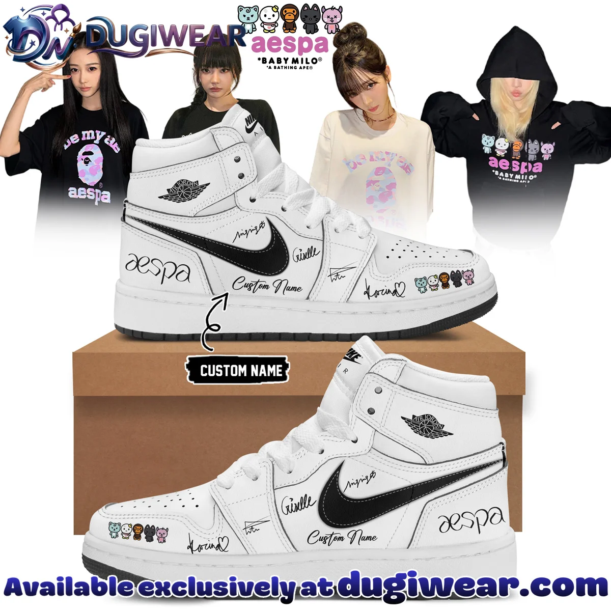 aespa x BAPE Signed Custom Air Force 1 & Jordan 1 Shoes [Batch 5]