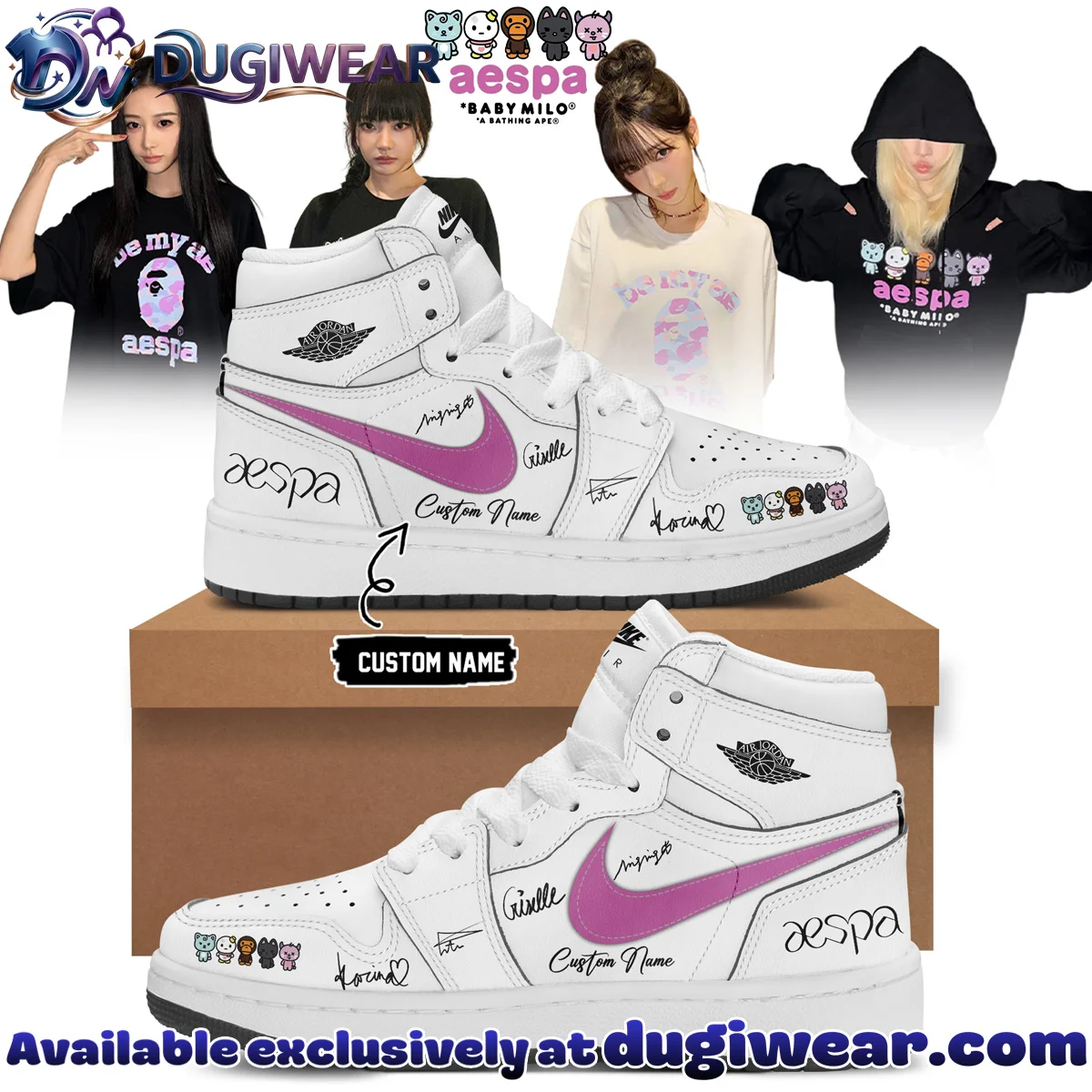 aespa x BAPE Signed Custom Air Force 1 & Jordan 1 Shoes - Series 1