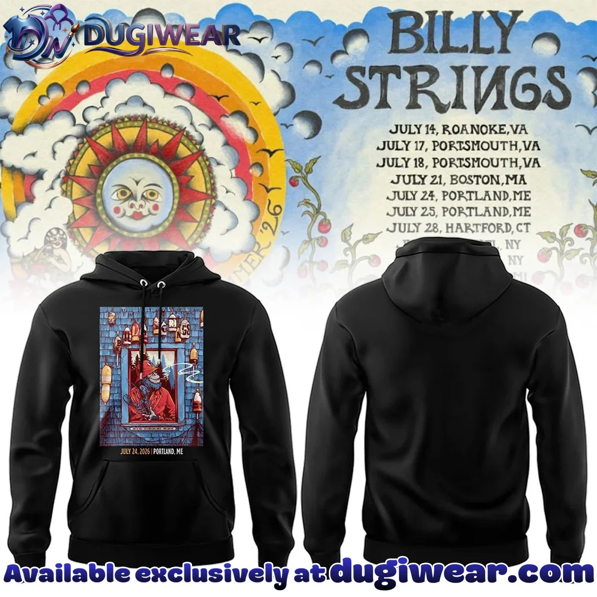Billy Strings Summer Tour Portland ME T-Shirt & Hoodie (Style 1)