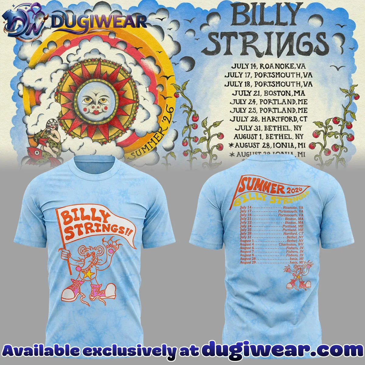 Billy Strings Summer Tour T-Shirt & Hoodie (Style 1)