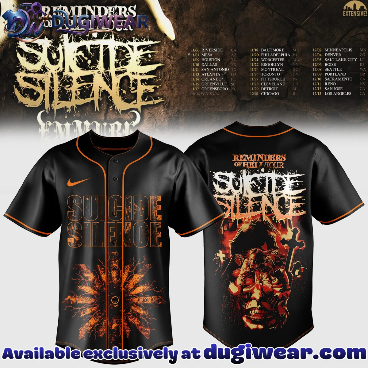 Suicide Silence Reminders of Hell Tour Baseball Jersey [Batch 11]
