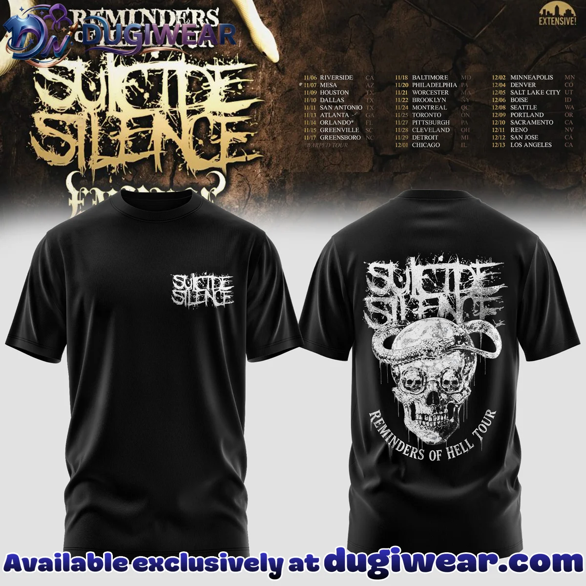 Suicide Silence Reminders of Hell Tour Shirt & Hoodie (Release 8)