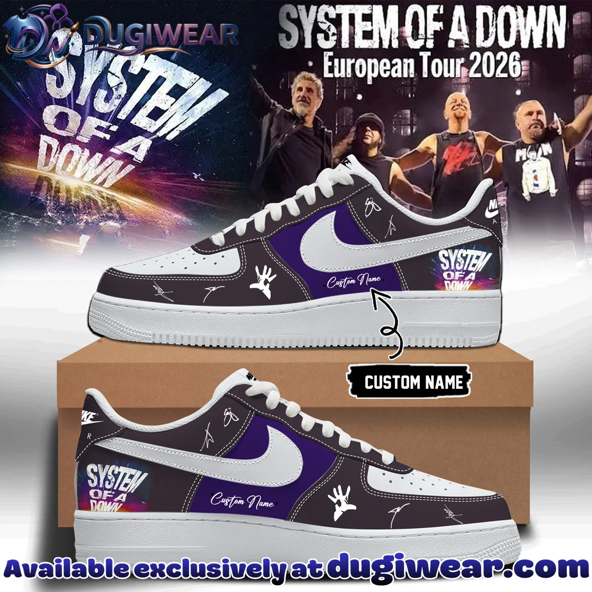 System of a Down Europe UK Stadium Tour Signature Custom Air Force 1 & Jordan 1 Shoes [Batch 1]