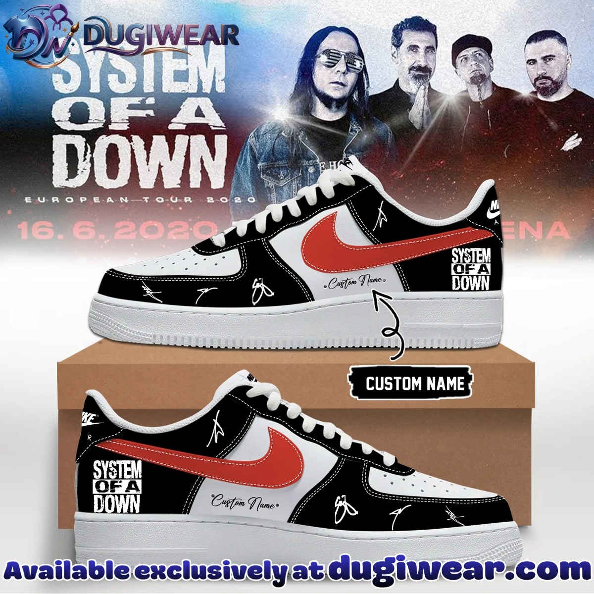 System of a Down Europe UK Stadium Tour Signature Custom Air Force 1 & Jordan 1 Shoes [Batch 18]