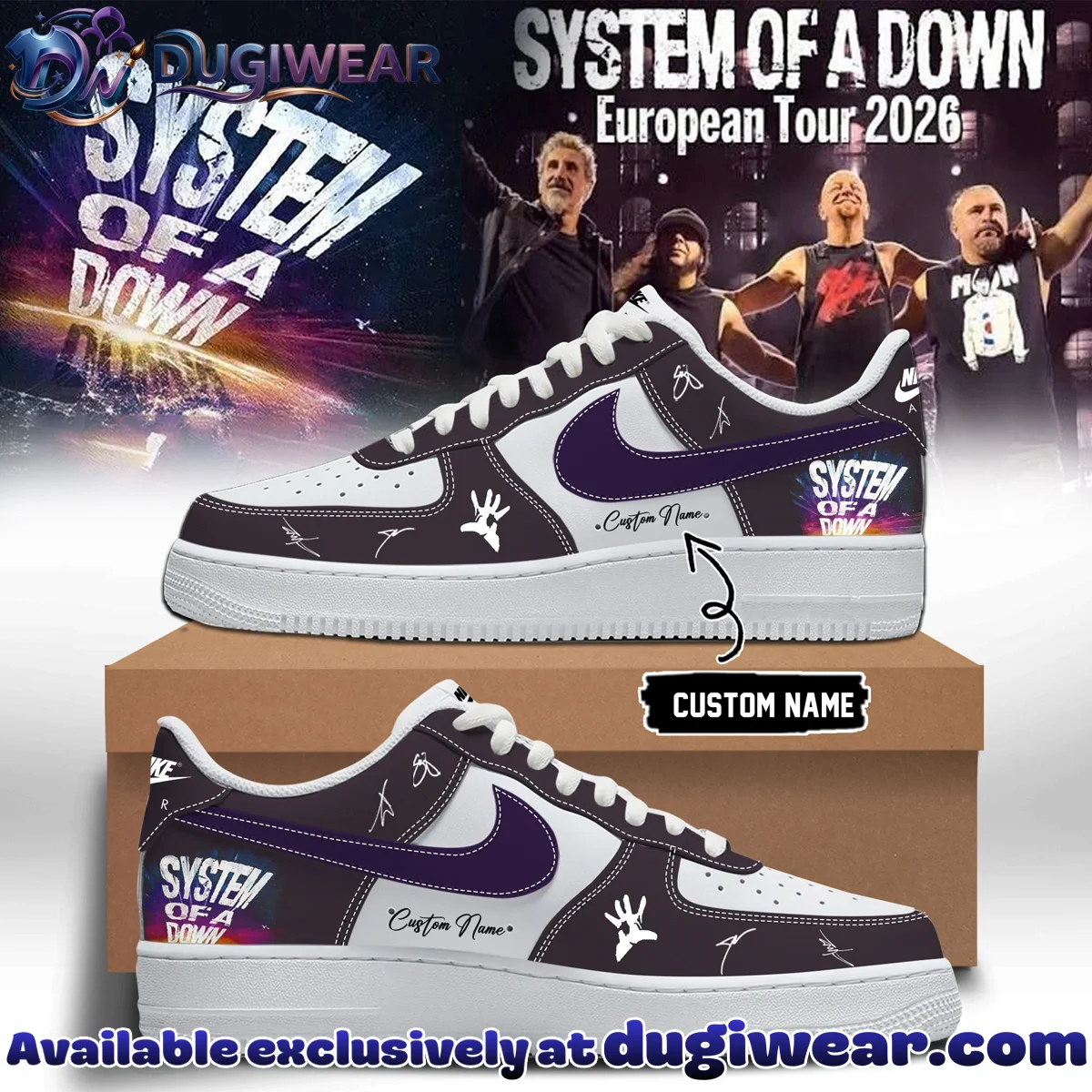 System of a Down Europe UK Stadium Tour Signature Custom Air Force 1 & Jordan 1 Shoes - Part 11