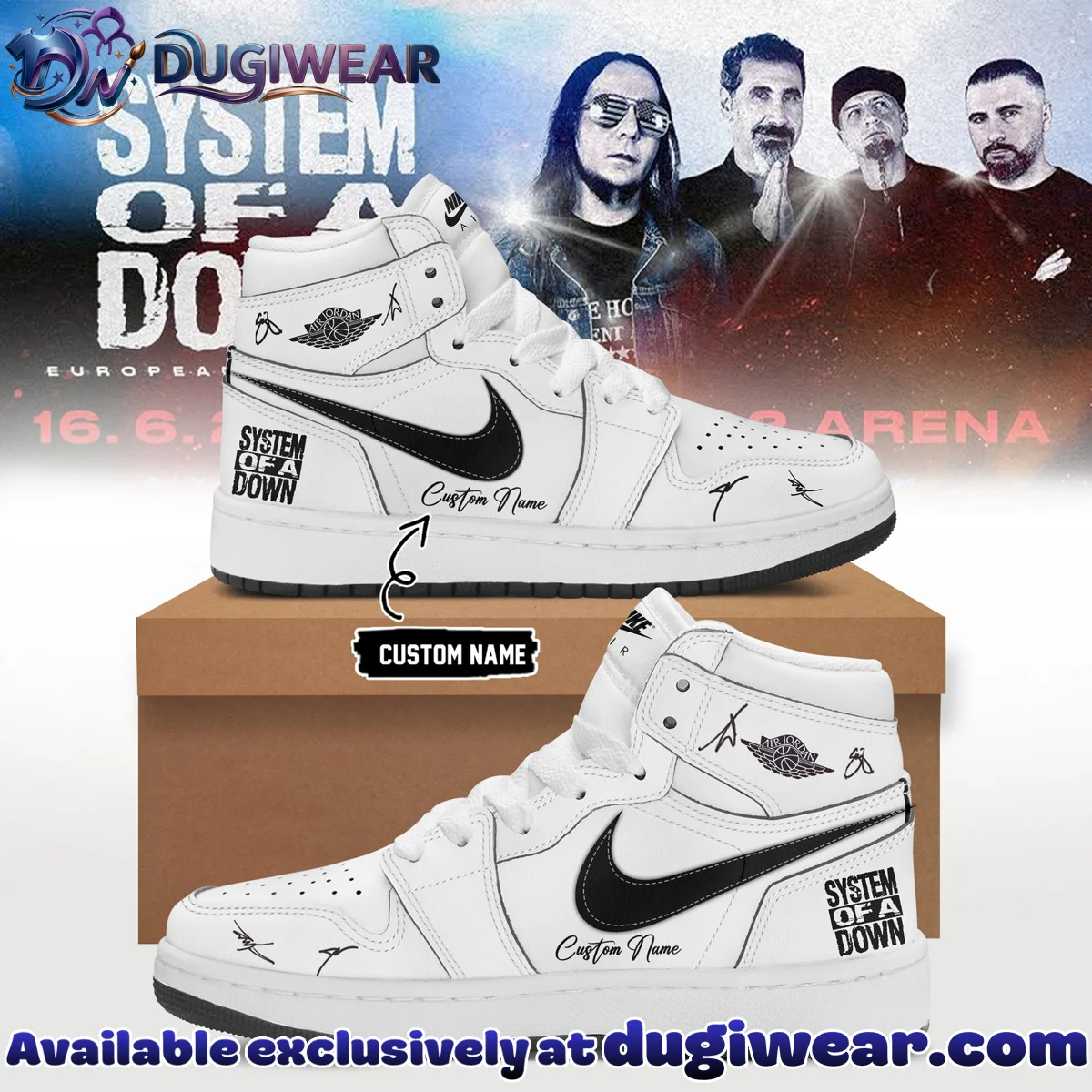 System of a Down Europe UK Stadium Tour Signature Custom Air Force 1 & Jordan 1 Shoes - Part 5