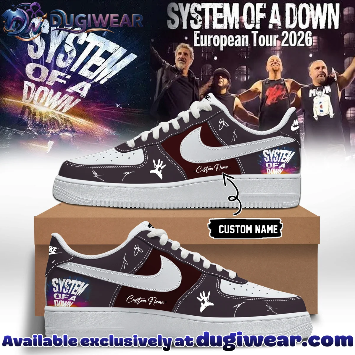 System of a Down Europe UK Stadium Tour Signature Custom Air Force 1 & Jordan 1 Shoes (Release 27)