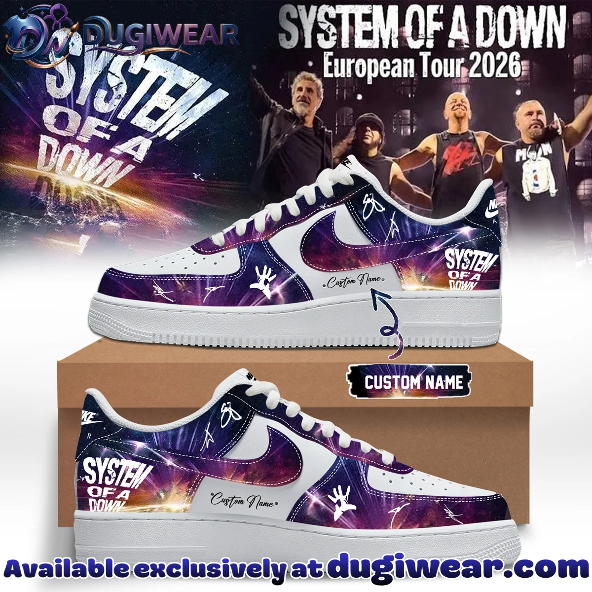 System of a Down Europe UK Stadium Tour Signature Custom Air Force 1 & Jordan 1 Shoes - Series 10
