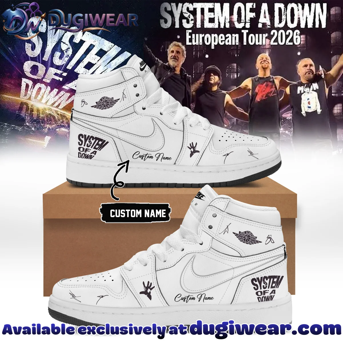 System of a Down Europe UK Stadium Tour Signature Custom Air Force 1 & Jordan 1 Shoes - Series 29