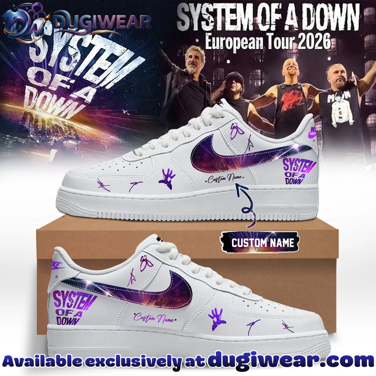 System of a Down Europe UK Stadium Tour Signature Custom Air Force 1 & Jordan 1 Shoes (Style 2)