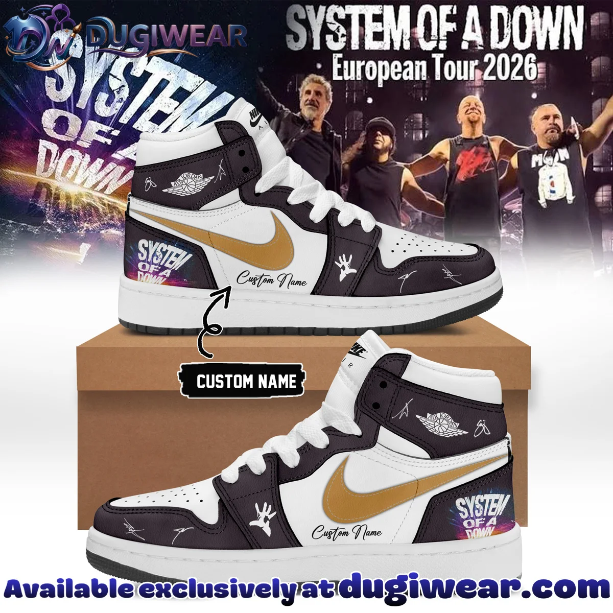 System of a Down Europe UK Stadium Tour Signature Custom Air Force 1 & Jordan 1 Shoes (Style 26)