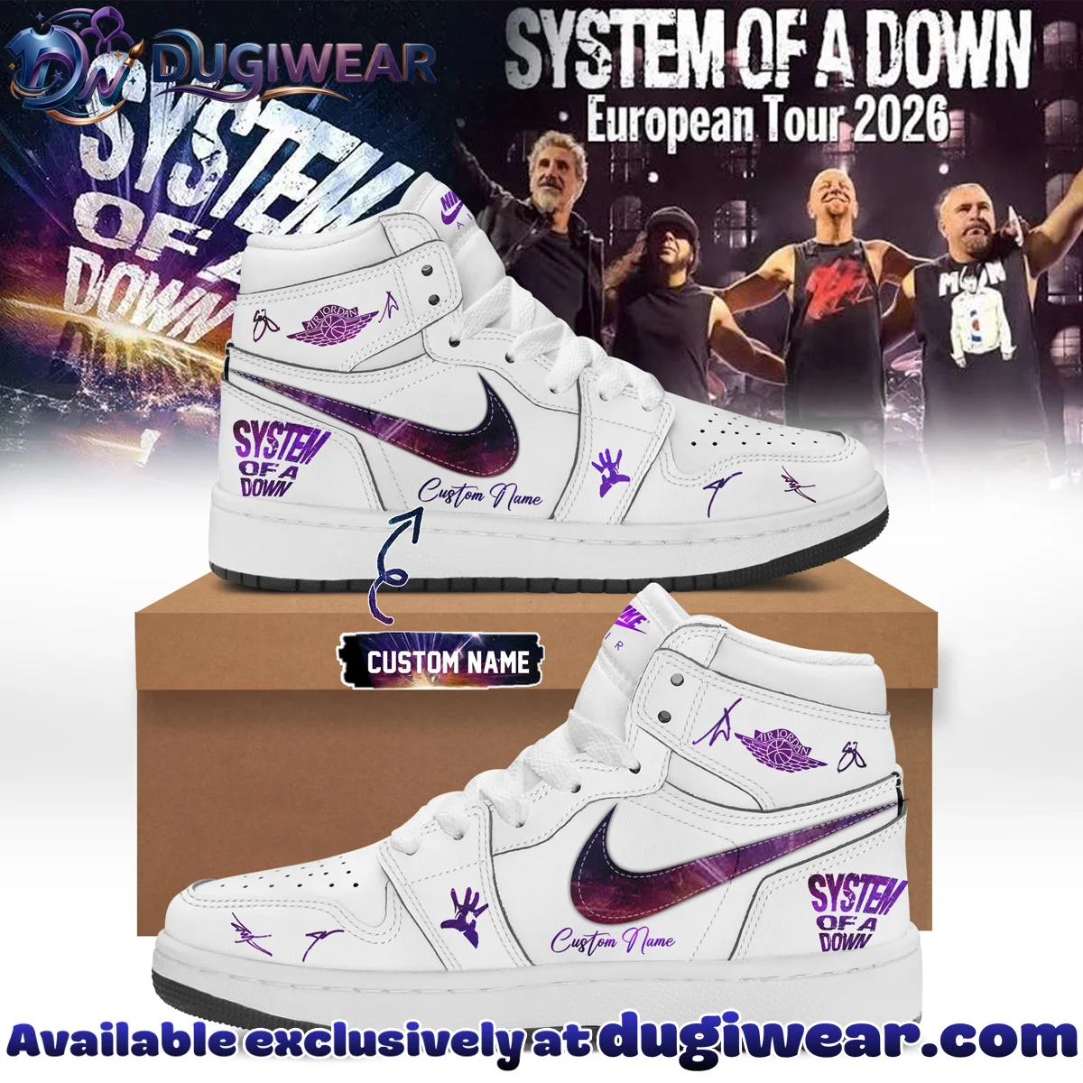 System of a Down Europe UK Stadium Tour Signature Custom Air Force 1 & Jordan 1 Shoes - Variant 5