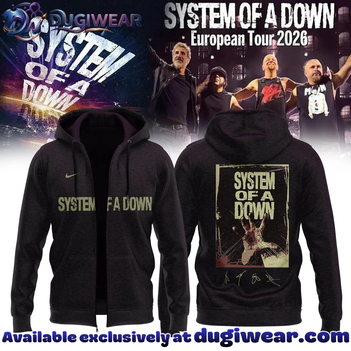 System of a Down Europe UK Stadium Tour Signature Shirt & Hoodie (Design 25)