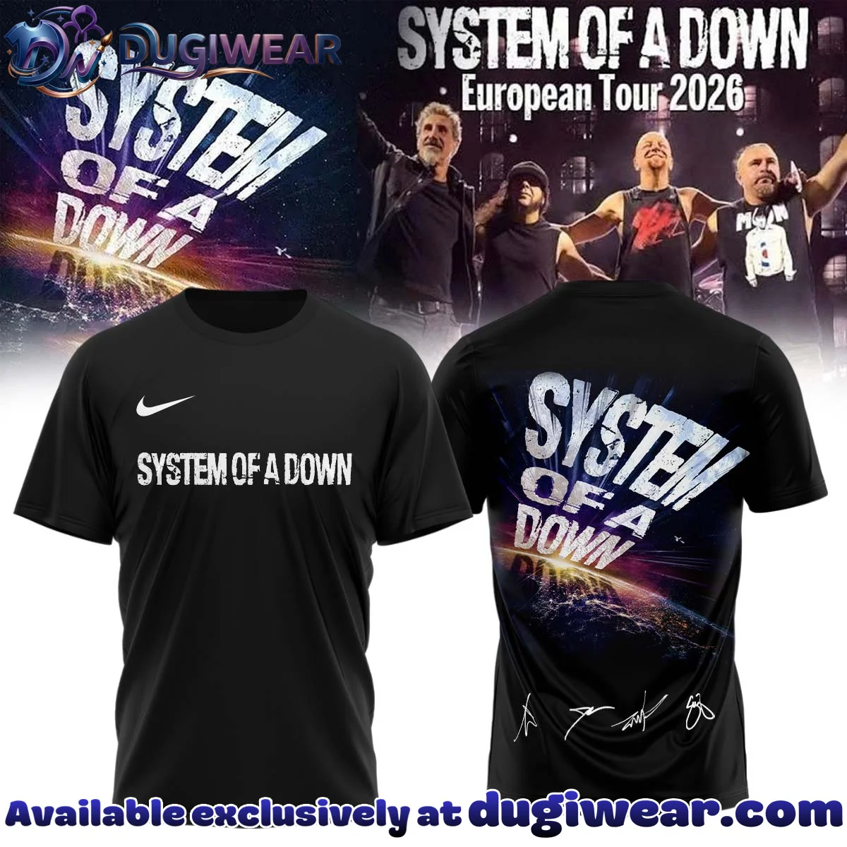 System of a Down Europe UK Stadium Tour Signature Shirt & Hoodie (Design 37)