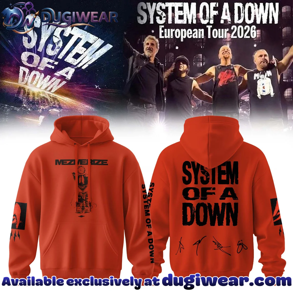 System of a Down Europe UK Stadium Tour Signature Shirt & Hoodie (Style 6)