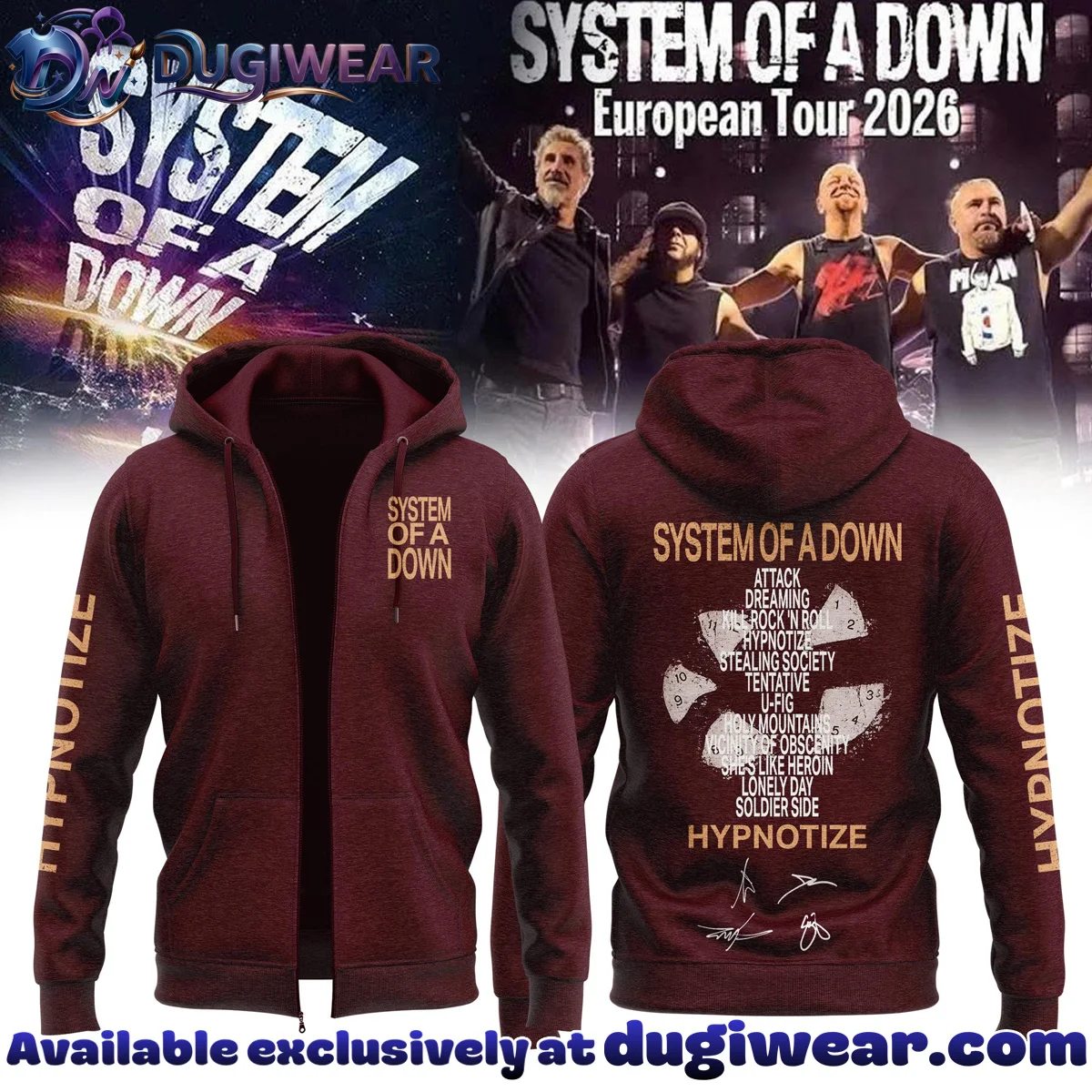 System of a Down Europe UK Stadium Tour Signature T-Shirt & Hoodie (Design 21)
