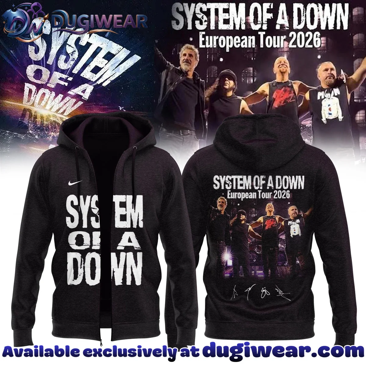 System of a Down Europe UK Stadium Tour Signature T-Shirt & Hoodie (Style 4)