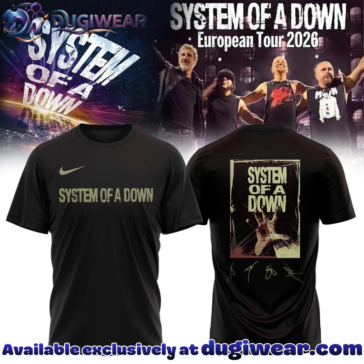 System of a Down Europe UK Stadium Tour Signature T-Shirt & Hoodie (Style 9)