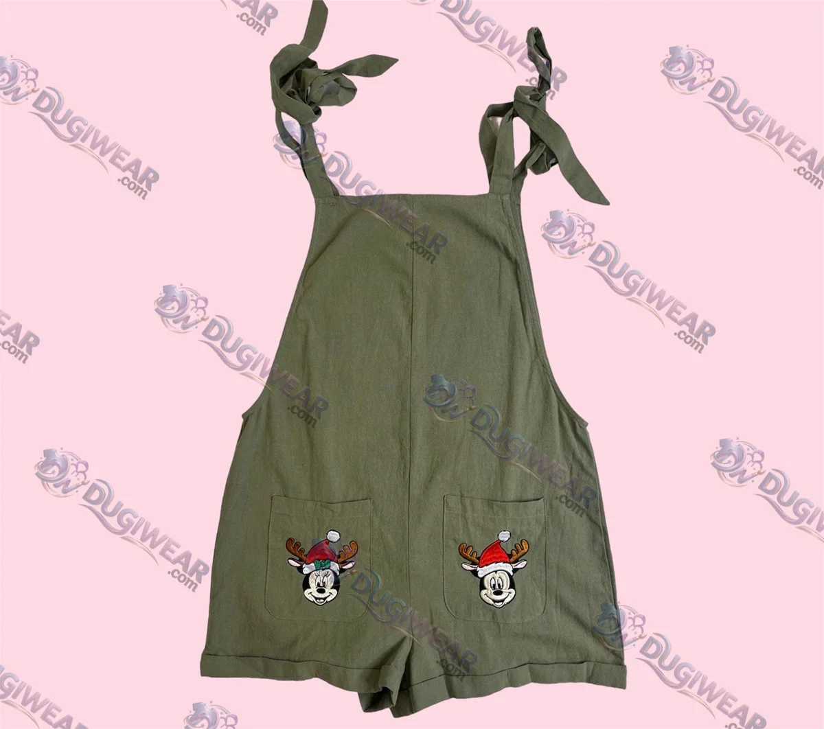 Women's Christmas Mickey Mouse Embroidered Romper
